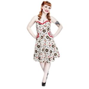 Sourpuss Jinxed Smocked Strapless Unlucky13 Dress SIZE XL Retro Rockabilly